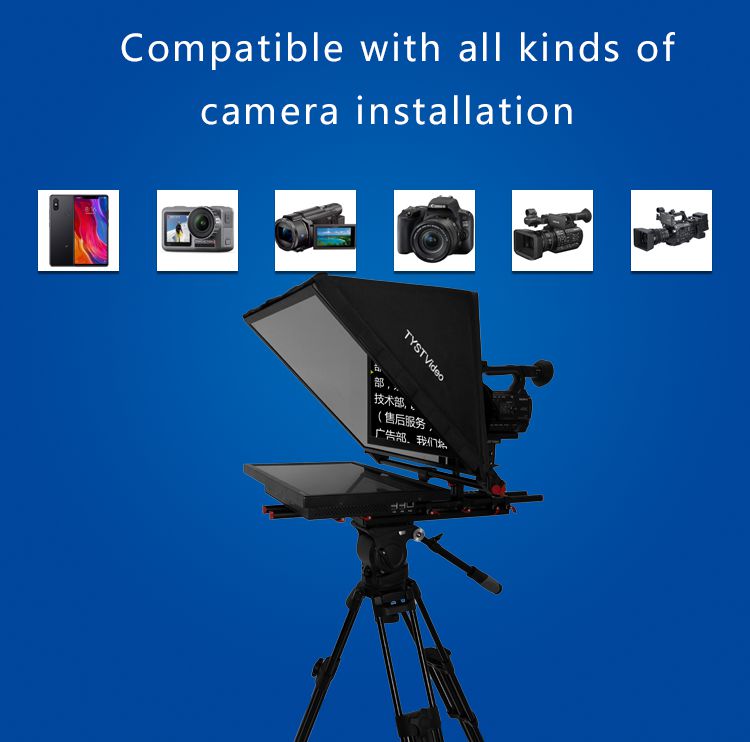 TYST 24 inch Studio Live Stream Broadcast Teleprompter with Metal Frame and Nylon Hood