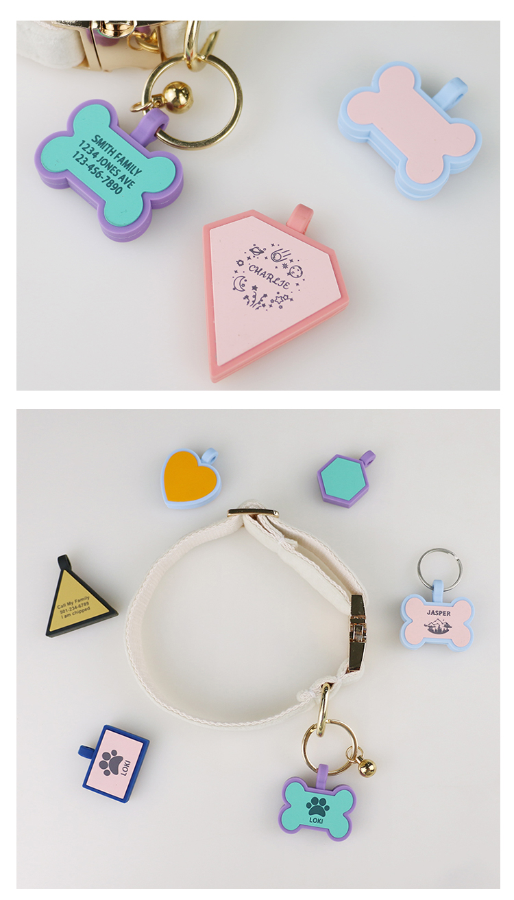 Wholesale low MOQ Cheap different shape many colors for options silicone blank dog tag name ID tag