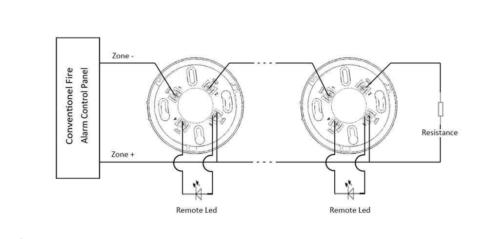 2 Wire Conventional Fire Alarm System Wall Mount With Sound And Light Alarm
