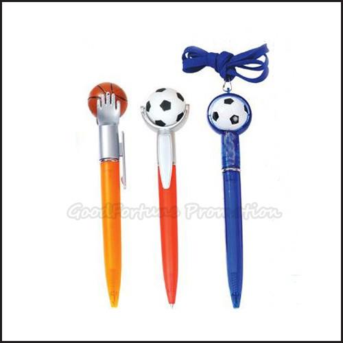 Custom Logo Basketball Football Shape Ballpoint Pen With Lanyard For Sports