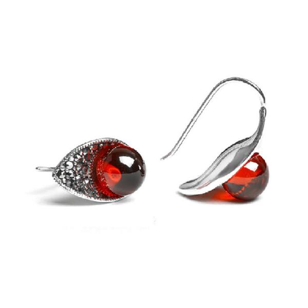 Buy cheap Thai Vintage Sterling Silver 10mm Round Red Garnet Hoop Earrings (E11061RED) from wholesalers