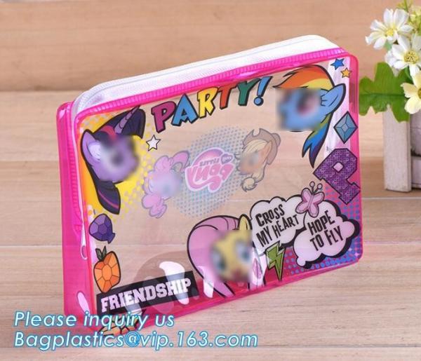 Durable Vinyl With Carry Handle Train Bag, zipper cosmetic bags with double