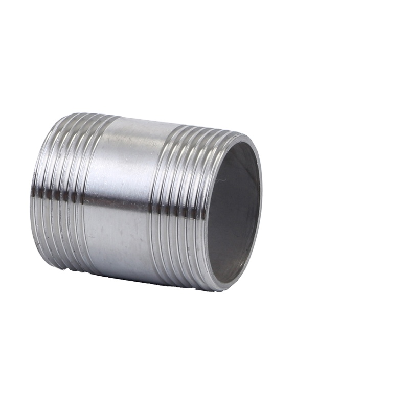 Thread Connection Sanitary 201 304 Stainless Steel Double Round Thread Pipe Nipple