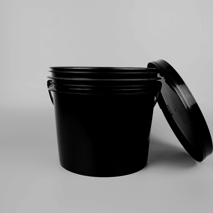 4.8L PP Black Round Plastic Bucket 1 Gallon Plastic Paint Bucket