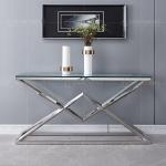 Clear Glass 151x40x75.5cm Stainless Steel Console Table French Style Console