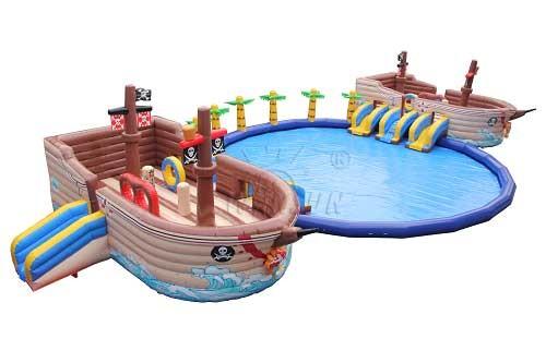 Buy cheap Pirate Ship Commercial Inflatable Water Park 0.9mm PVC Tarpaulin Made from wholesalers