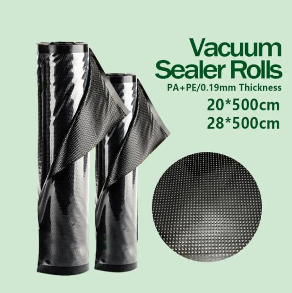 Commercial Grade Heavy Duty Black And Clear Embossed Vacuum Seal Roll Bags For