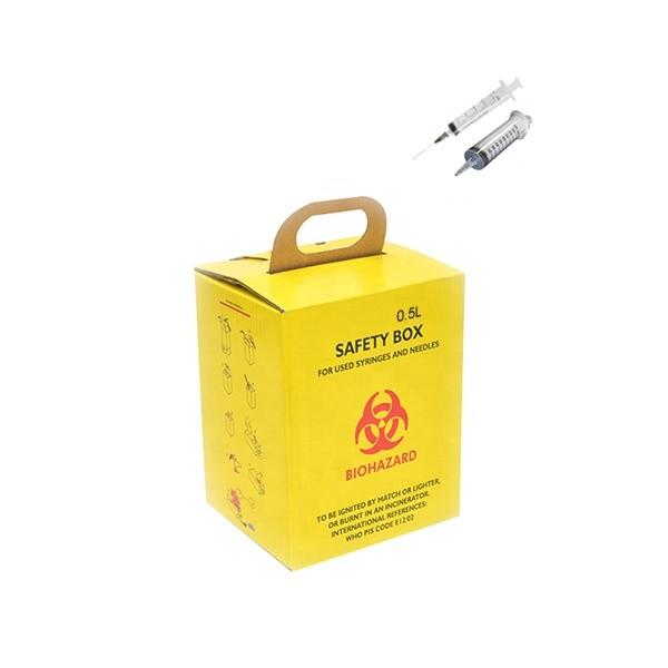 ​0.5L Customized logo Hospital Discarded needles corrugated paper yellow medical