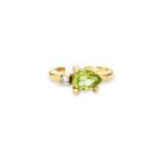 18K Gold Plated 925 Sterling Silver TRENDY Design Pear Cut Peridot CZ Cuff