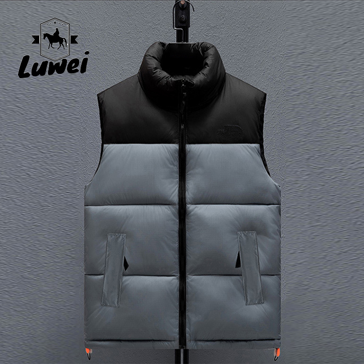 Winter Clothing Thick Gilets Quilted Warm Utility Contrasting Colors Sleeveless Waistcoat Vest Plus Size Vest Men