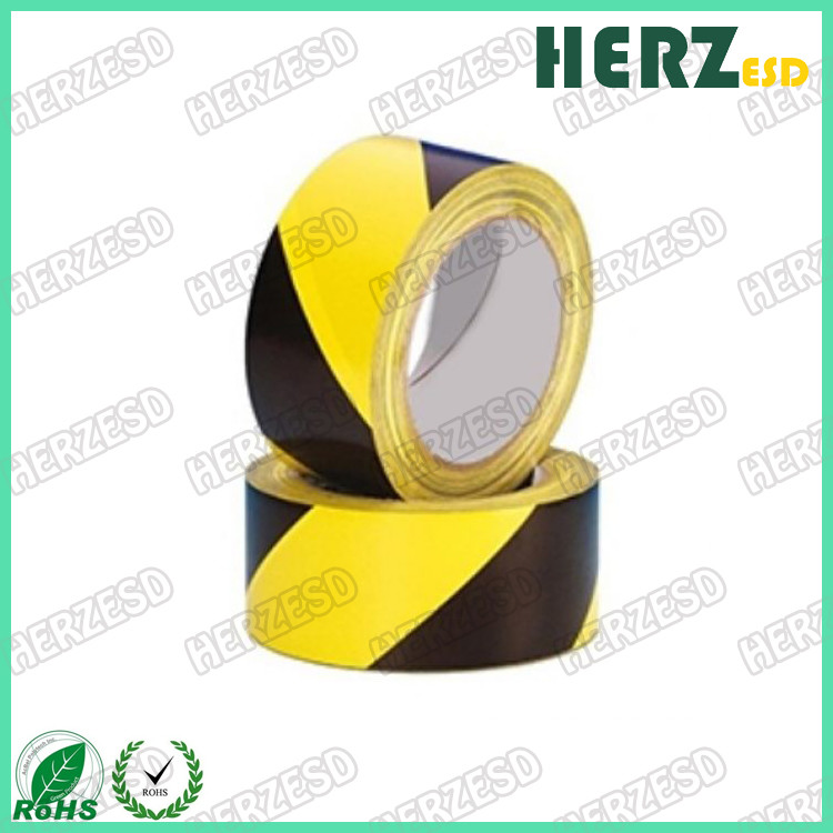 PVC / PE Material ESD Warning Tape / ESD Caution Tape Yellow Color With Black Printing