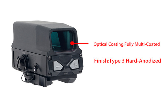 Optics AMG UH-1 Holographic Sight 1x 1 MOA Red Dot Scope with Integral Weaver / Picatinny - Style Mount