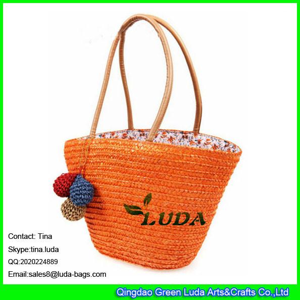 Buy cheap LUDA orange large handbags summer wheat straw woven handbag from wholesalers
