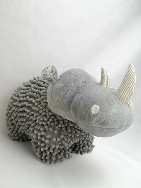 Buy cheap Soft Plush Stuffed Animal Chenille And PP Cotton Filling Cute Grey Rhinoceros Toy Baby Comfort Toy from wholesalers