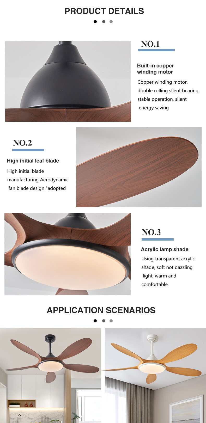 Led Ceiling Fan 5 ABS Blades Silent Motor LED Lighting Smart Ceiling Fan With Remote