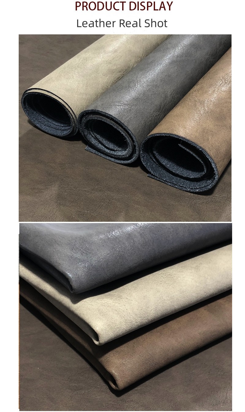 Simulated PU Microfiber Leather For Shoe Retro Burnt Bark Pattern