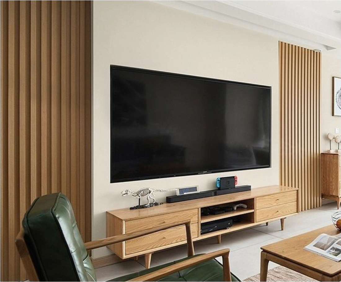 Indoor Fluted Wall Panel with Slat Interiored Nano PVC Wood Effect Mall Damask Pattern