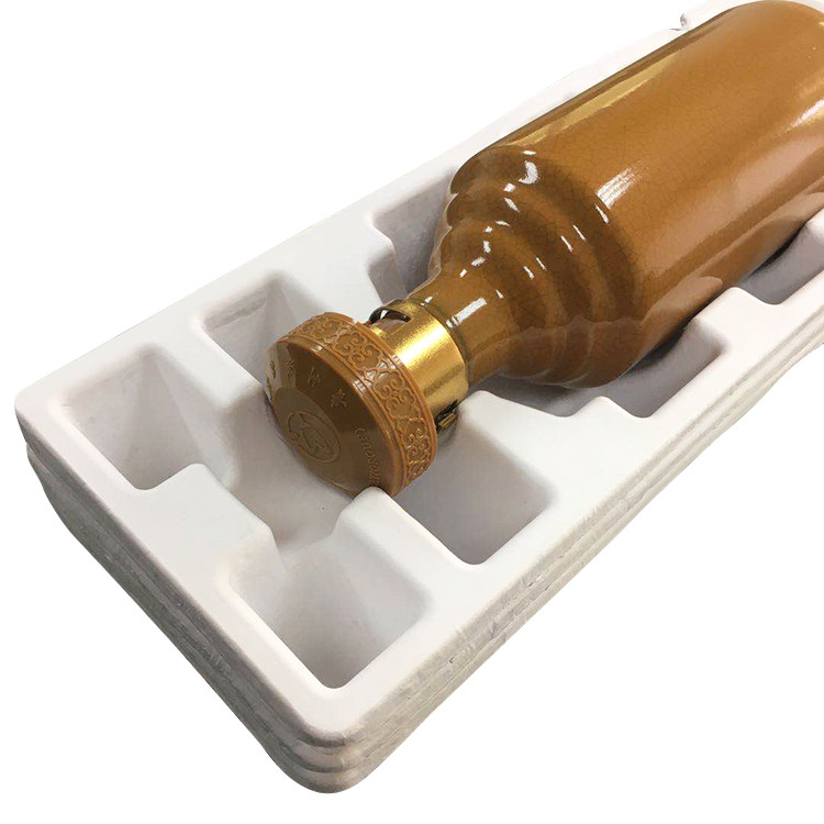 Biodegradable Recycled Paper Tray Bagasse Material Wine Bottle Inserts Molded Pulp Packaging