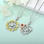 YASVITTI 925 Sterling Silver Pentagram Star Heart Pendant Necklace Set Cubic