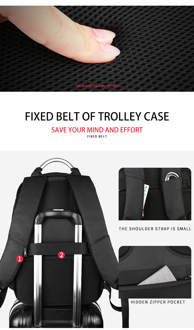 New custom logo large capacity anti theft laptop bag waterproof bag with USB interface business travel Backpack