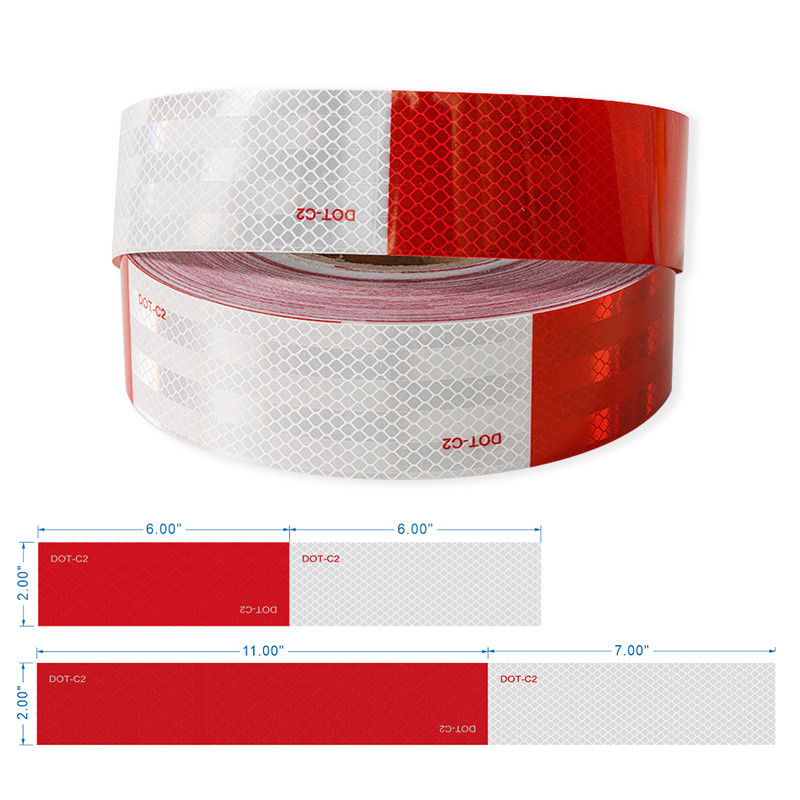 DOT-C2 Waterproof Red And White Reflective Sticker Tape For Outdoor Trucks