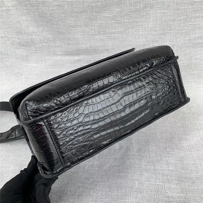 Authentic Alligator Leather Male Flap Purse Cross Shoulder Bag Genuine Crocodile Belly Skin Businessmen Messenger Bag