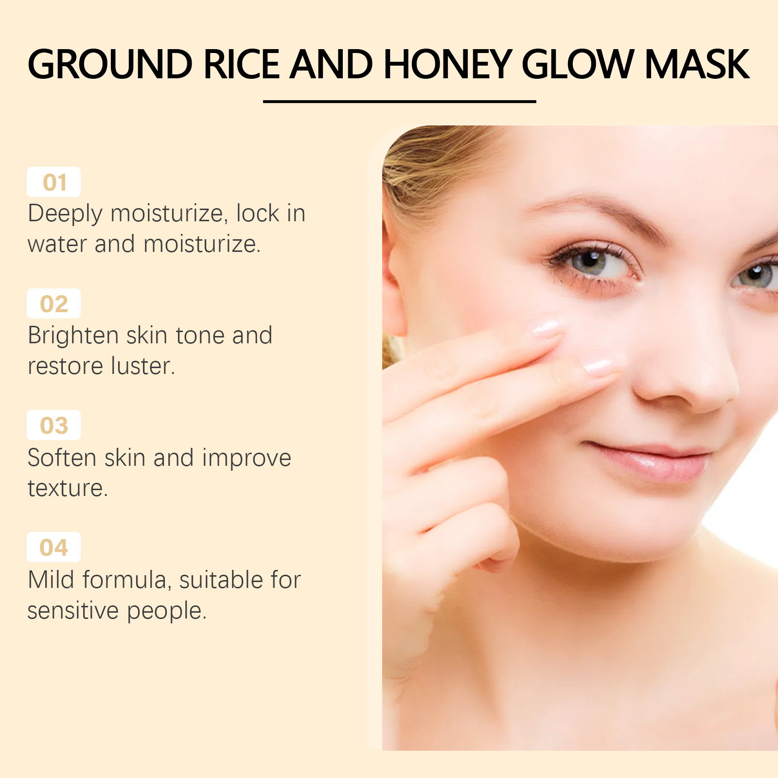 Private Label Moisturizing Hydrating Care Nourishing Facial Skin Glow Rice Honey Moisturizing Mask