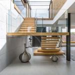 Commercial Building Modern Wood Floating Staircase Design For Indoor