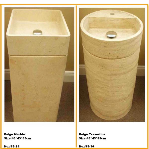 Buy cheap Stone Basin Sink, Round Bowl, Bathroom Counter Sink, Pedestal Sink from wholesalers