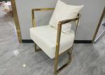 Gold Plated Ergonomic Backrest Leather Upholstered Dining Chair With Armrests