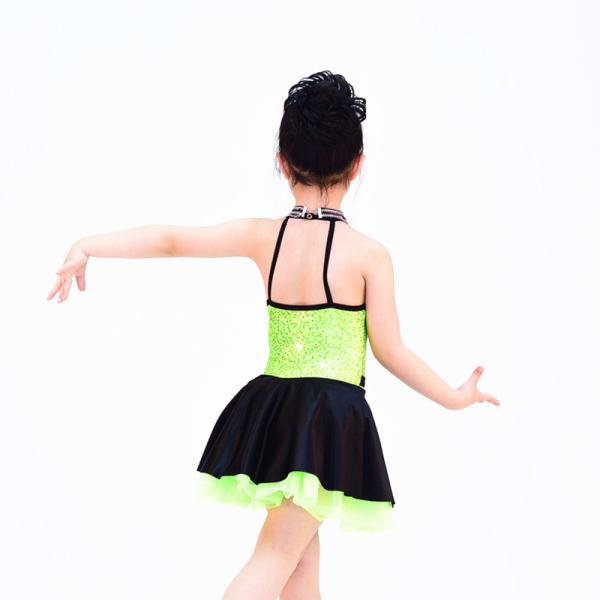 3 Colours Fancy Girls Jazz Dance Dress with Rhinestones Chocker Collar Dance