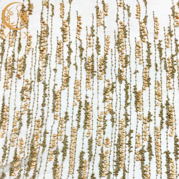 Buy cheap Nylon Material Gold 3D Flower Lace Fabric 135Cm Width from wholesalers