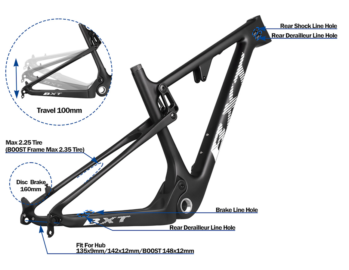 29 XC Full Suspension Carbon Mountain Bike Frame Chameleon Painting Dark Red