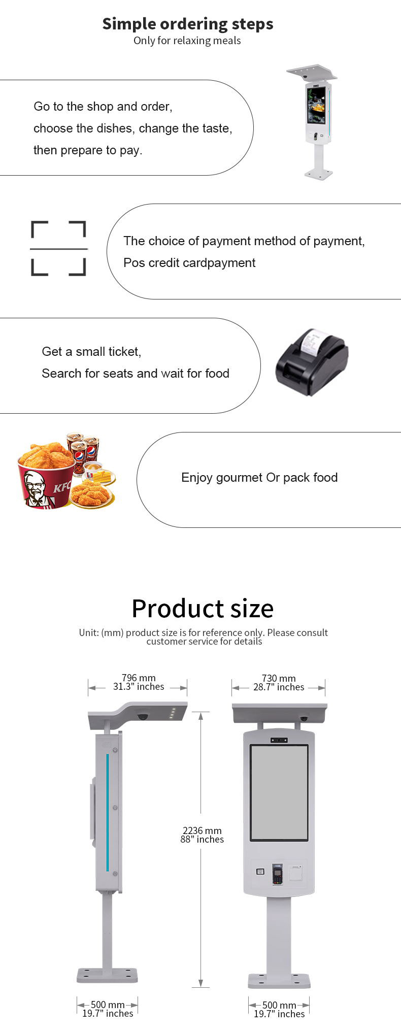 32" IP65 Waterproof Outdoor Terminal Self Service Payment Kiosk with BOE Original A Level Panel and 1920*1080 Resolution