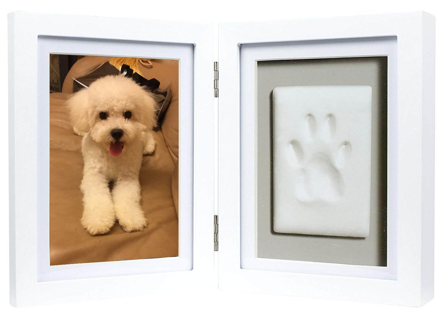 Custom Wood Pet Keepsake Frame , Clay Paw Print Decoration For Dog / Cat