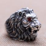 Men Style Lion Heads Design Chunky Black 925 Silver Ring (XH047098W)