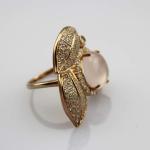 Rose Gold Plated 925 Silver Ring withGenuine Rose Quartz and Cubic Zirconia