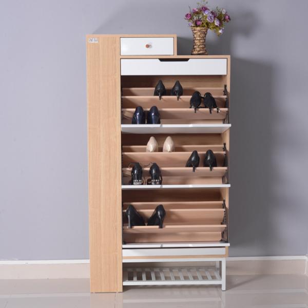 Buy cheap Three Drawers 59inch 40 Pairs Khaki Wood Shoe Storage Cabinet from wholesalers