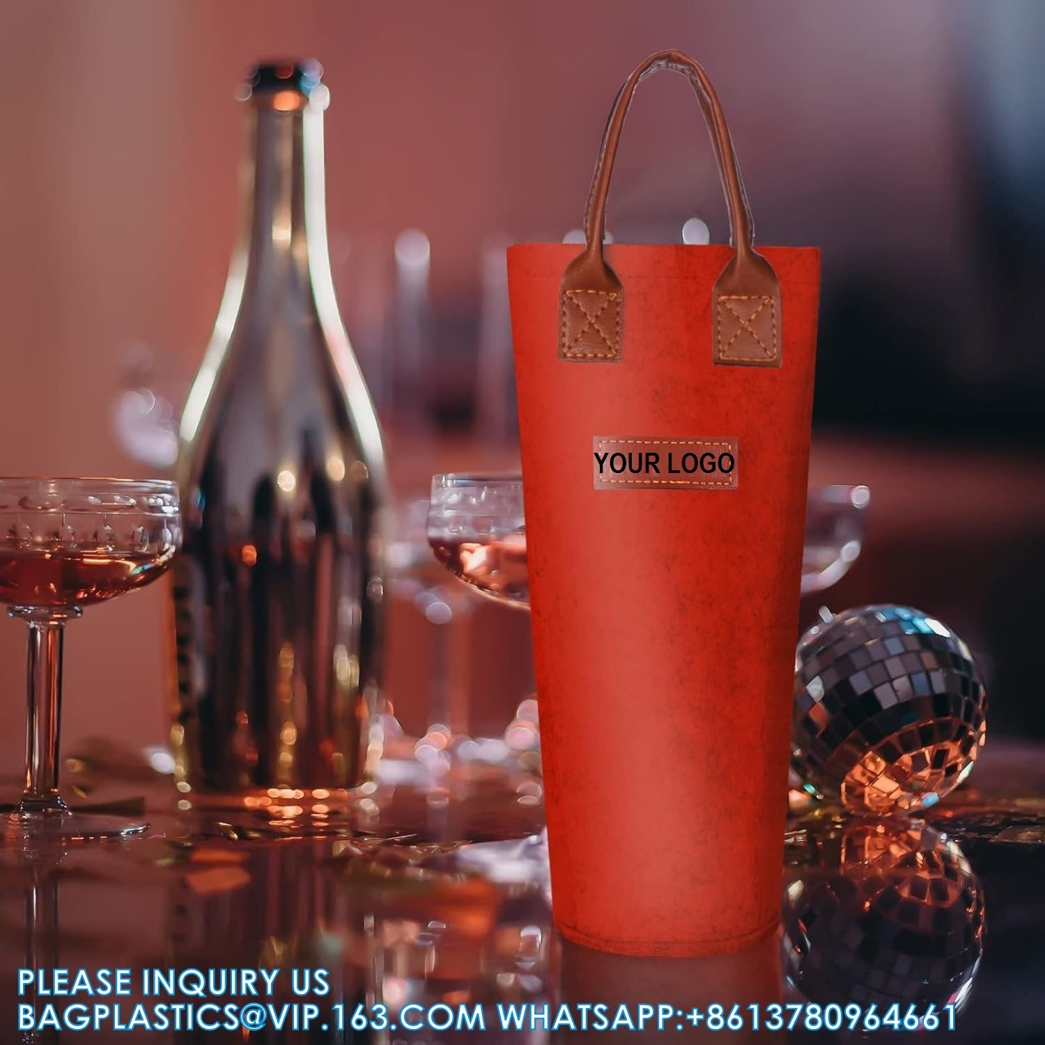 Felt Bags, Felt Carrier, Felt Handle Bags, Felt Bottle Wine Carrier Bag Padded Wine Handler Wedding Gift Package
