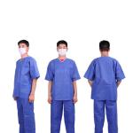 Hospital Round Neck Blue Unisex Uniform Scrub Suit Set Disposable Scrub Suit