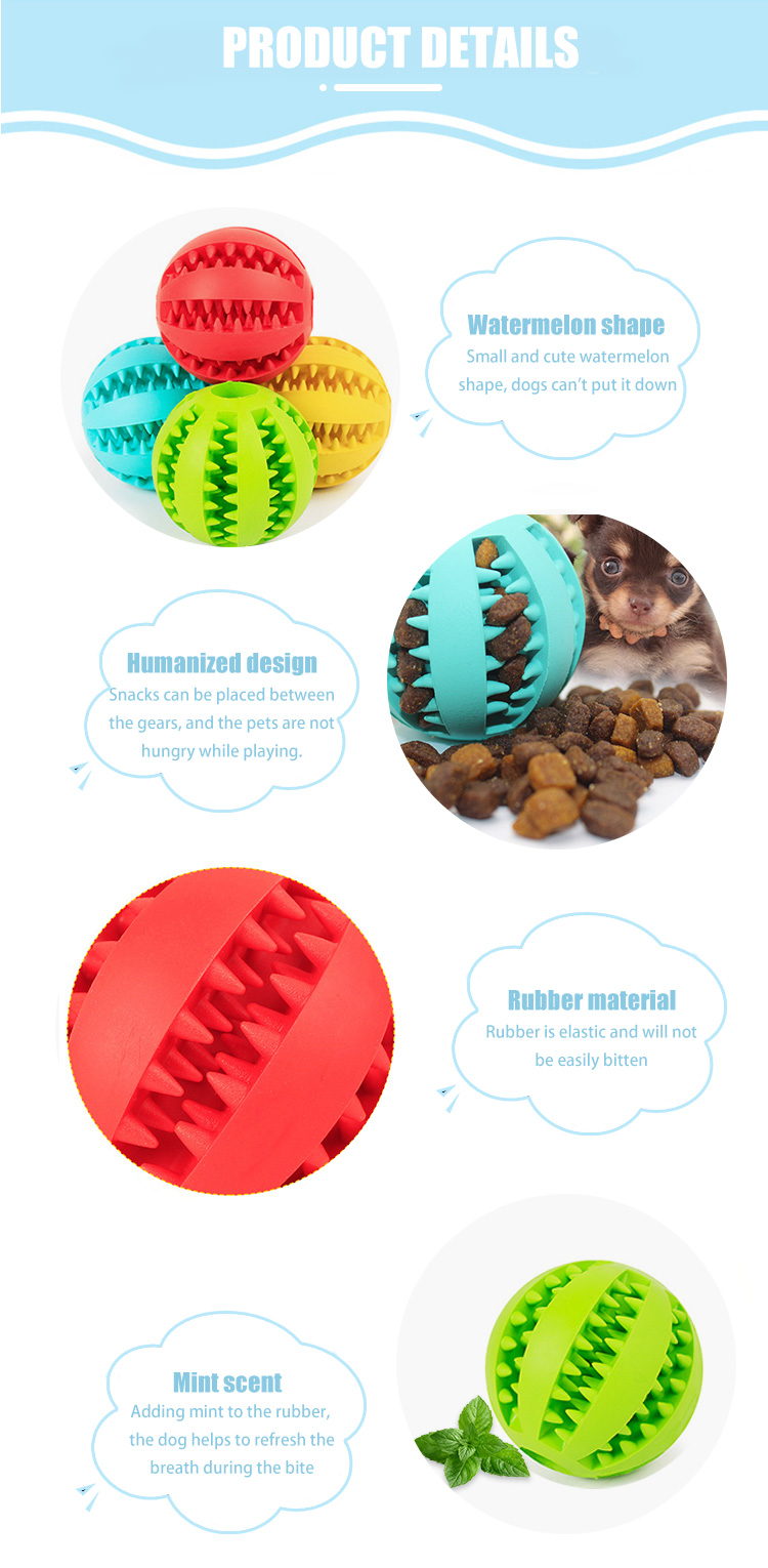 Picture 7cm Durable Soft Rubber Non Toxic Bite Resistant Dog Chew Toy Balls for Pet Food Treat Feeder and Tooth Cleaning