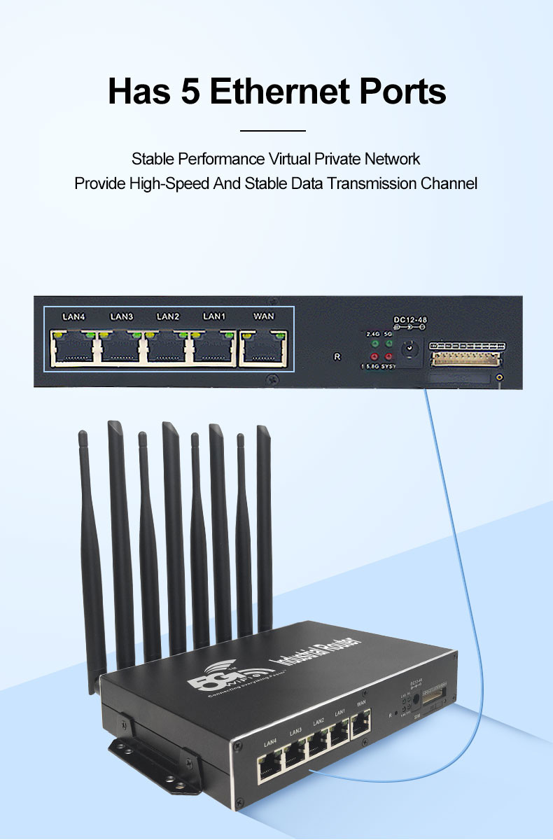 Black Color 5G Industrial Cellular Router With SIM Card Interface Customized OEM / ODM