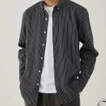 Men′s 2023 Spring and Autumn New Business Lapel Shirt Men′s Striped Cardigan