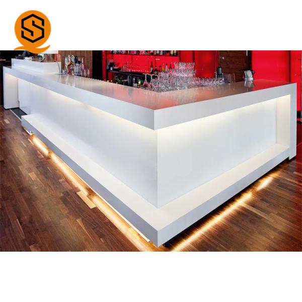 Buy cheap Antibacterial L Shape Solid Surface Bar Counter Restaurant White Bar Counter from wholesalers
