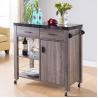 Buy cheap OEM Wood Rolling Kitchen Island On Wheels 360° Rotating With Double Drawers from wholesalers