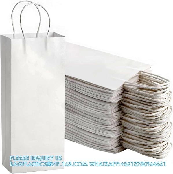 Buy cheap White Paper Wrapping Bags Wine Bags With Handles Bulk Paper Gift Bags Kraft Bags Retail Bags Party Bags from wholesalers