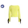 Buy cheap Lapel Boat Neck Womens Knit Pullover Sweater Lace Up Slit Cuff Viscose Nylon Top from wholesalers
