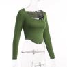 Buy cheap OEM maufactory Casual Top Female Autumn Polyester Long Sleeve Sexy Circular Babes U Collar T Shirts from wholesalers