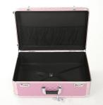 Pink Aluminum Beauty Case With Two Handles Rolling Cosmetic Case For Travel