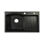 2 Holes Rectangular Stainless Steel Quartz Stone Kitchen Sink 3-1/2''